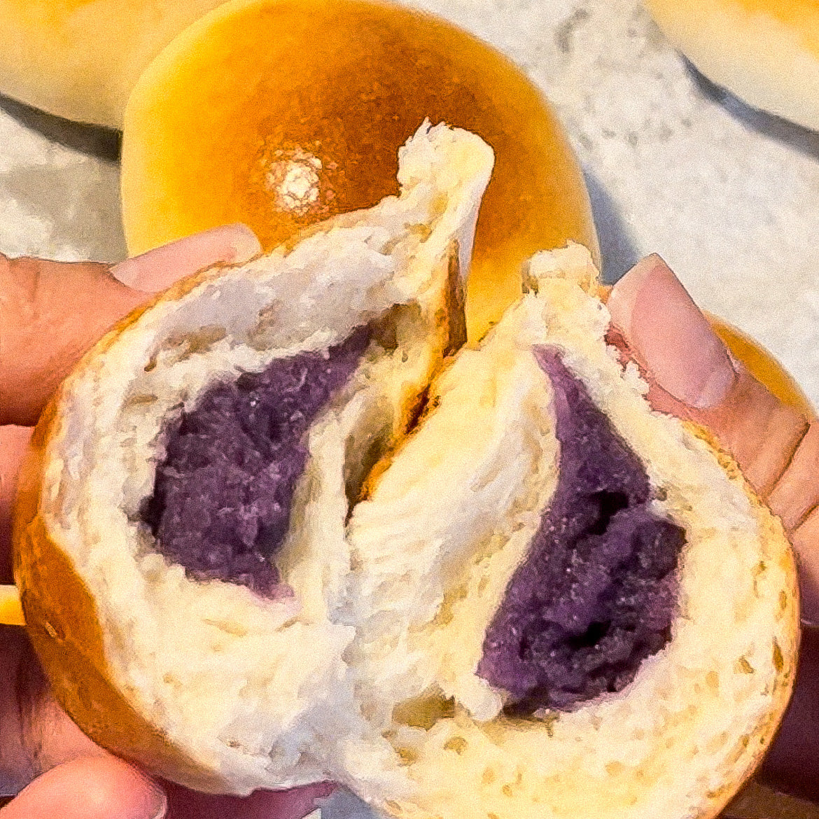 ube milk bread rolls