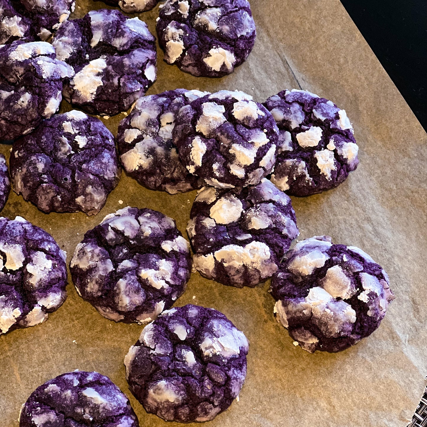 ube crinkle cookies